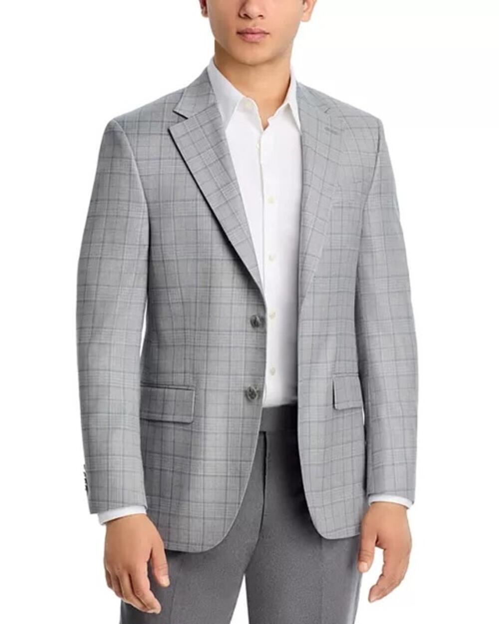 Peter Millar Flynn Plaid Wool Classic Sport Coat Men's Gray Size 44T